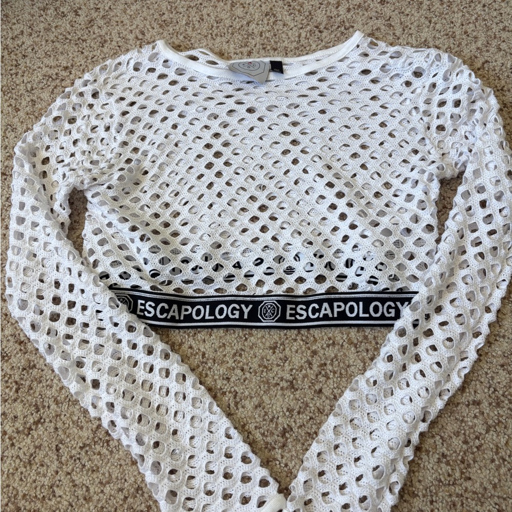 Escapology White Mesh Crop Top